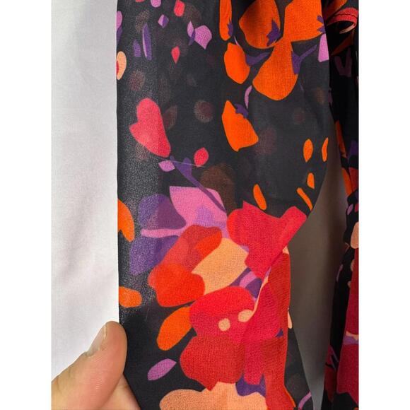 Slate & Willow Black Floral Midi Wrap Dress Size S As Is Condition - Picture 16 of 16
